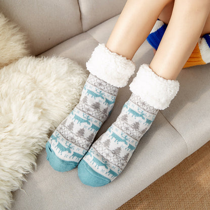 Winter Plush Women’s Non-Slip Floor Socks – Fuzzy Soft Penguin, Deer, Elk & Bear Slippers, Cozy Christmas Gift
