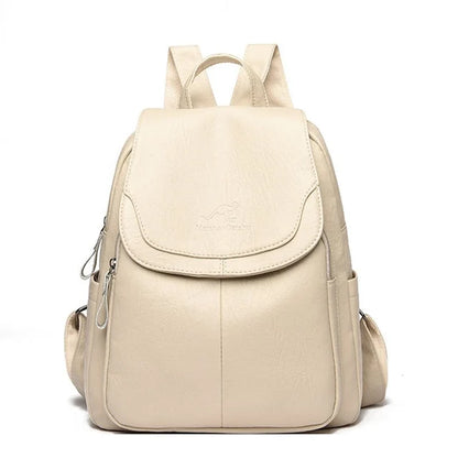 Women’s Large Capacity Leather Bookbag Rucksack - High-Quality Vintage Backpack, School and Travel Purse