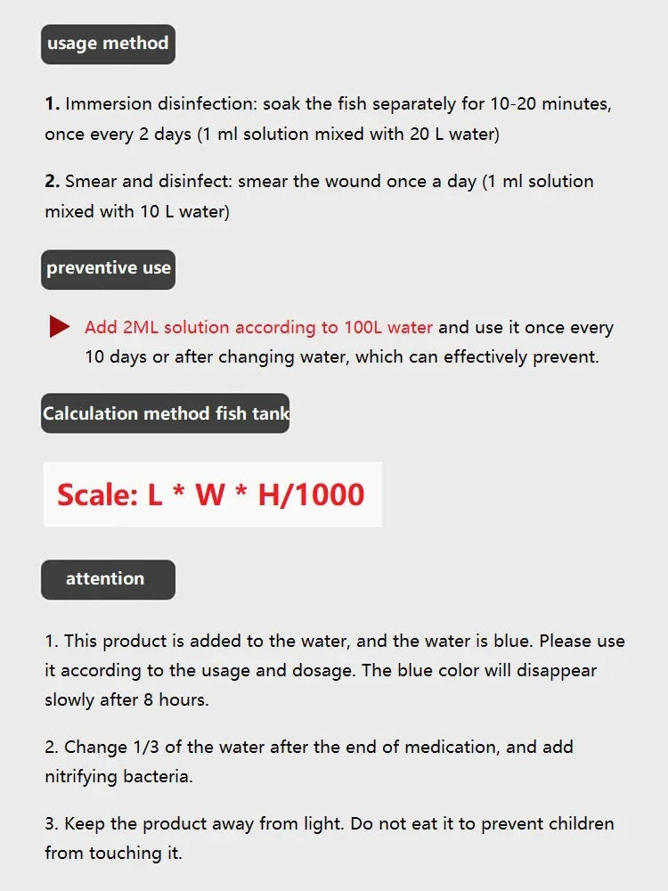 310ML Methylene Blue Solution for Fish – Aquarium Treatment for White Spots & Fish Disease, Ideal for Koi, Goldfish & Betta