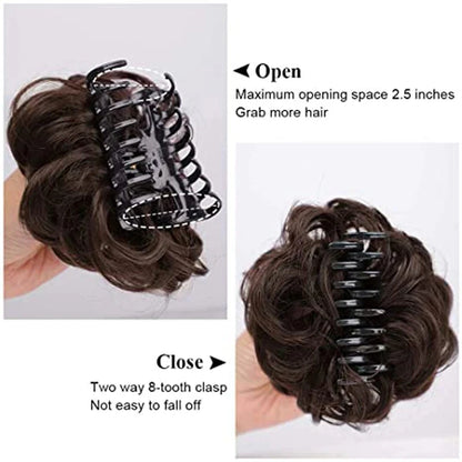 Sunslymei Synthetic Hair Bun Clip-in – Curly Messy Chignon Ponytail Hairpiece Scrunchie Extensions for Women
