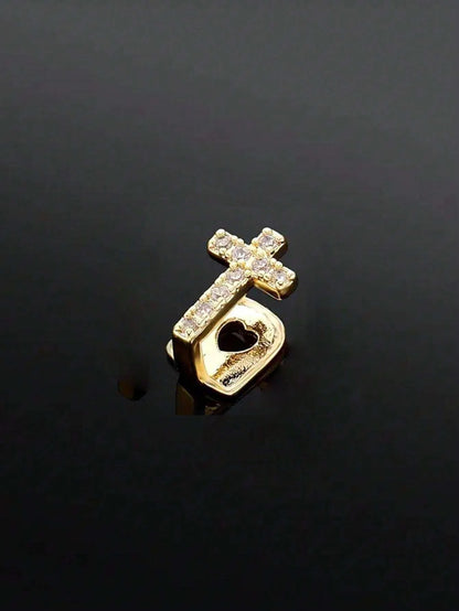 Full Zircon Inlaid Teeth Decoration – Hip Hop Style Single Teeth for Men & Women, Perfect for Dating & Party Wear