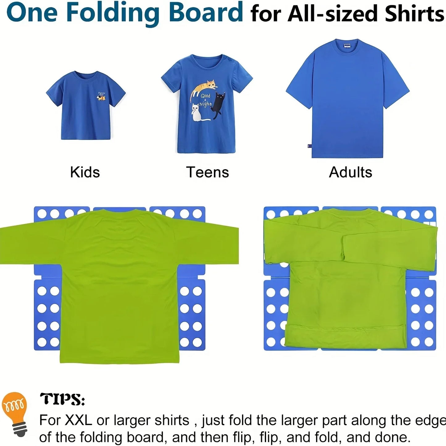 Plastic Clothes Folding Board - Easy Kids Laundry Folder for Quick Shirt Folding | Home Storage Tool for Kids and Adults