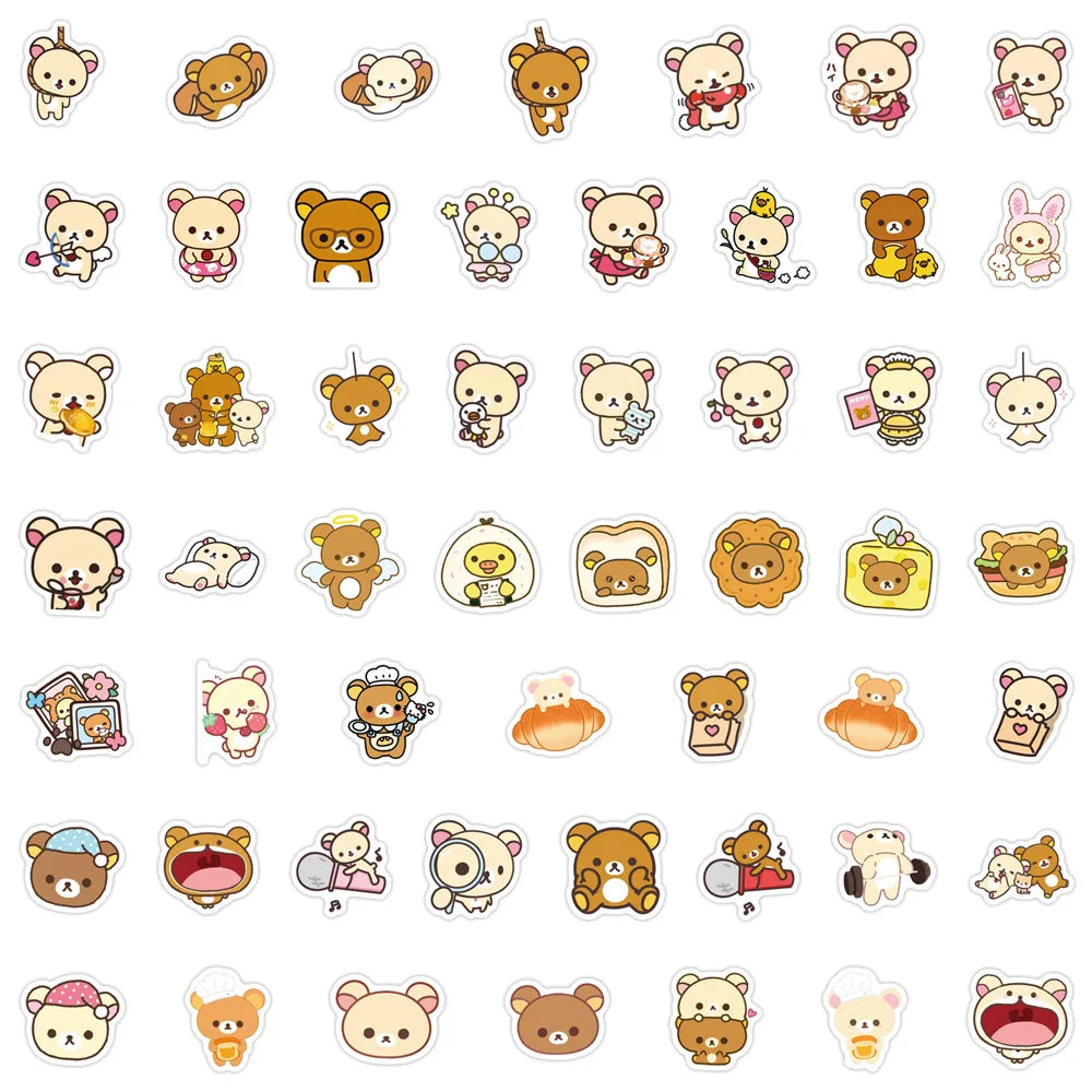 1050-Piece Rilakkuma Bear Stickers Set - Cute Kawaii Waterproof Vinyl Decals for Laptops, Phone Cases, Notebooks, and Water Bottles