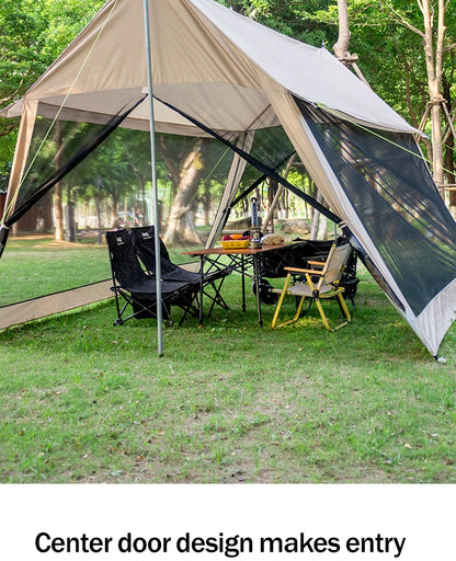 210D Large Family Camping Tent (6-10P) – Waterproof, UV Protection, Portable Canopy with Mosquito Shield for Beach & Park