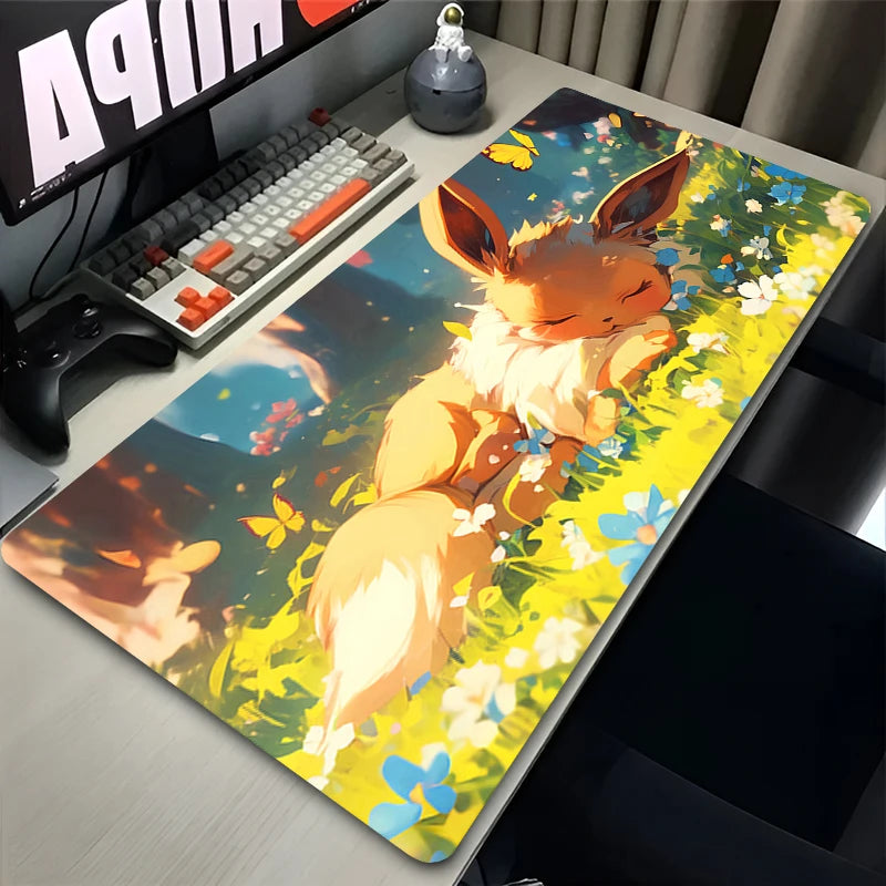 Pokémon Eevee Anime Gaming Mouse Pad - Colorful Rubber Desk Mat for PC, Laptop, Keyboard, and Gaming Setup