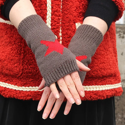 Black & White Women’s Knitted Fingerless Gloves – Warm Autumn/Winter Half Gloves for Girls