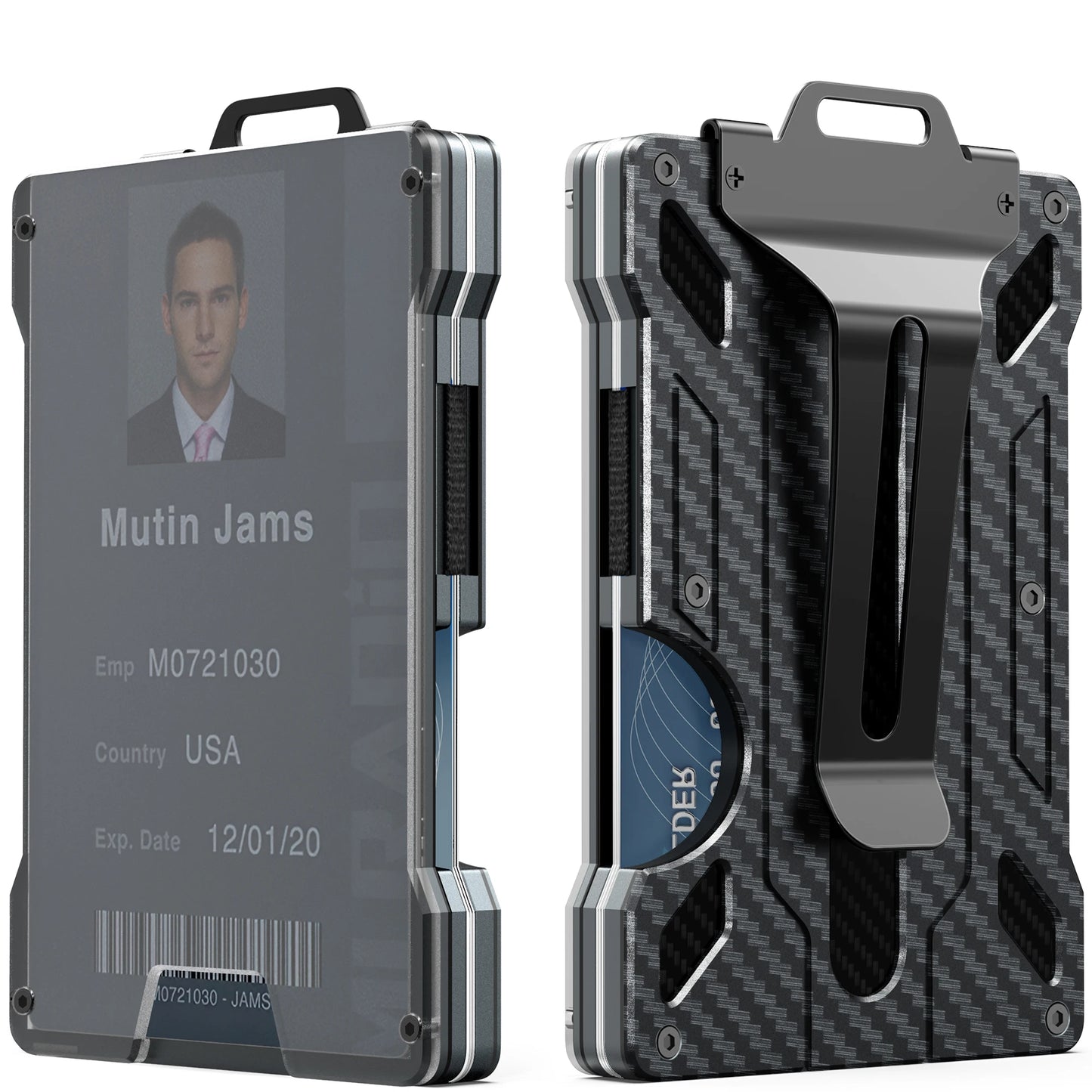 Slim RFID Blocking Metal Wallet for Men – Minimalist Aluminum Money Clip with Clear ID Holder, Holds Up to 15 Cards