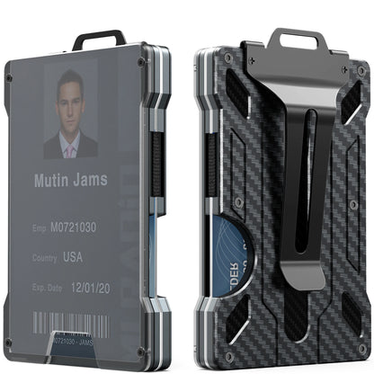 Slim RFID Blocking Metal Wallet for Men – Minimalist Aluminum Money Clip with Clear ID Holder, Holds Up to 15 Cards