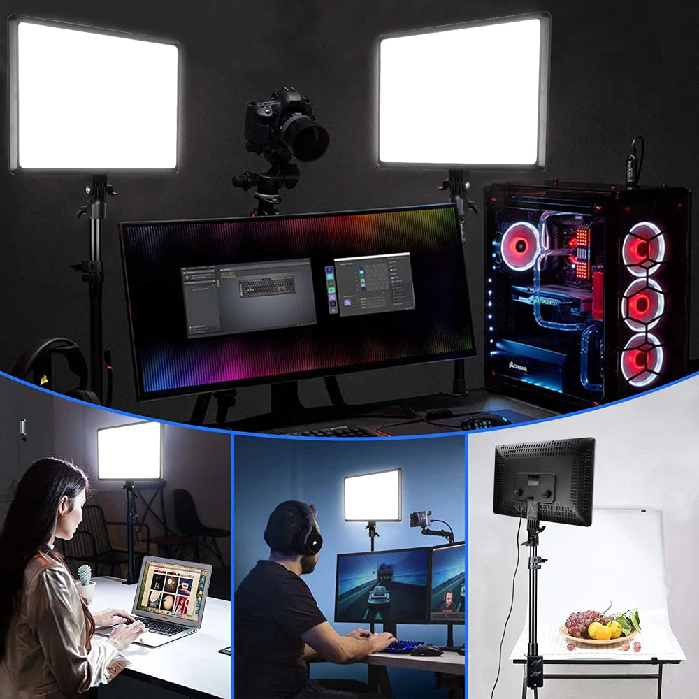 LED Video Light Panel - 10/14-Inch Photography Lighting, 3200K–6000K, Remote Control, EU Plug for Studio & Live Streaming