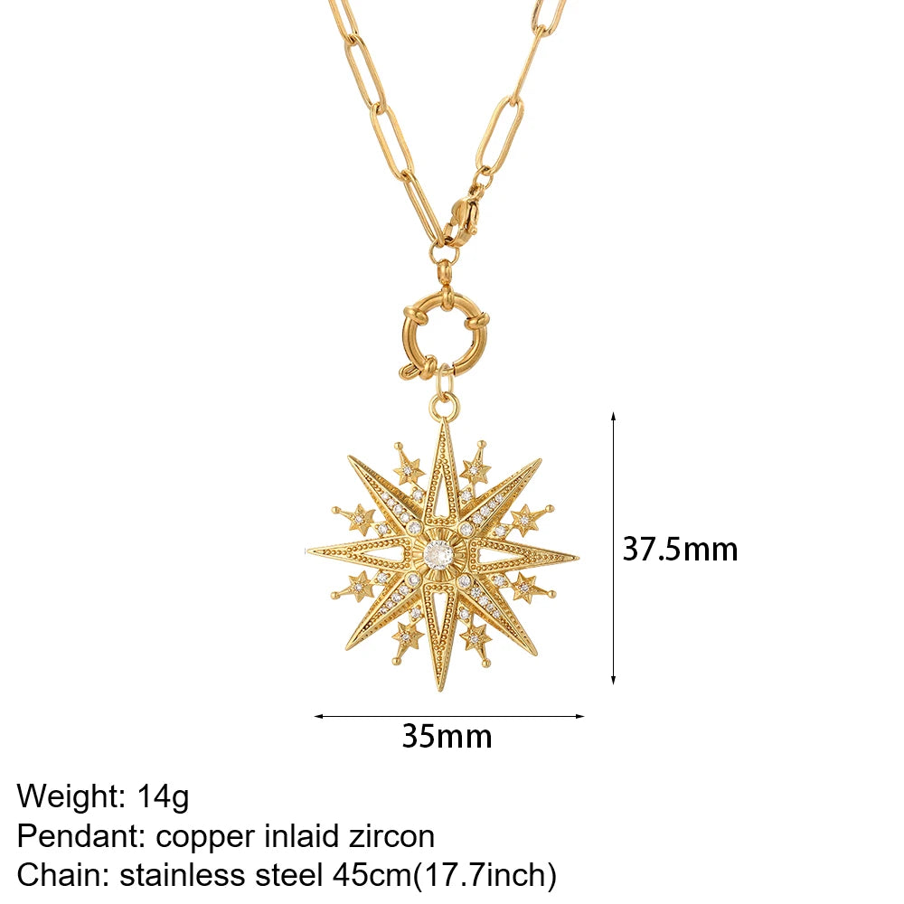 Heart Evil Blue Eye Sun Necklace – Cute Dog, Bee & Elephant Gold Pendant with Long Stainless Steel Chain for Women