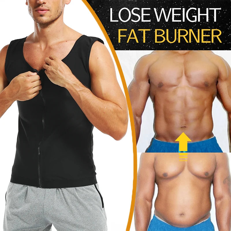 Men’s Abdomen Reducer Body Shaper Vest – Sweat Sauna Waist Trainer for Belly Slimming & Fat Burning Fitness
