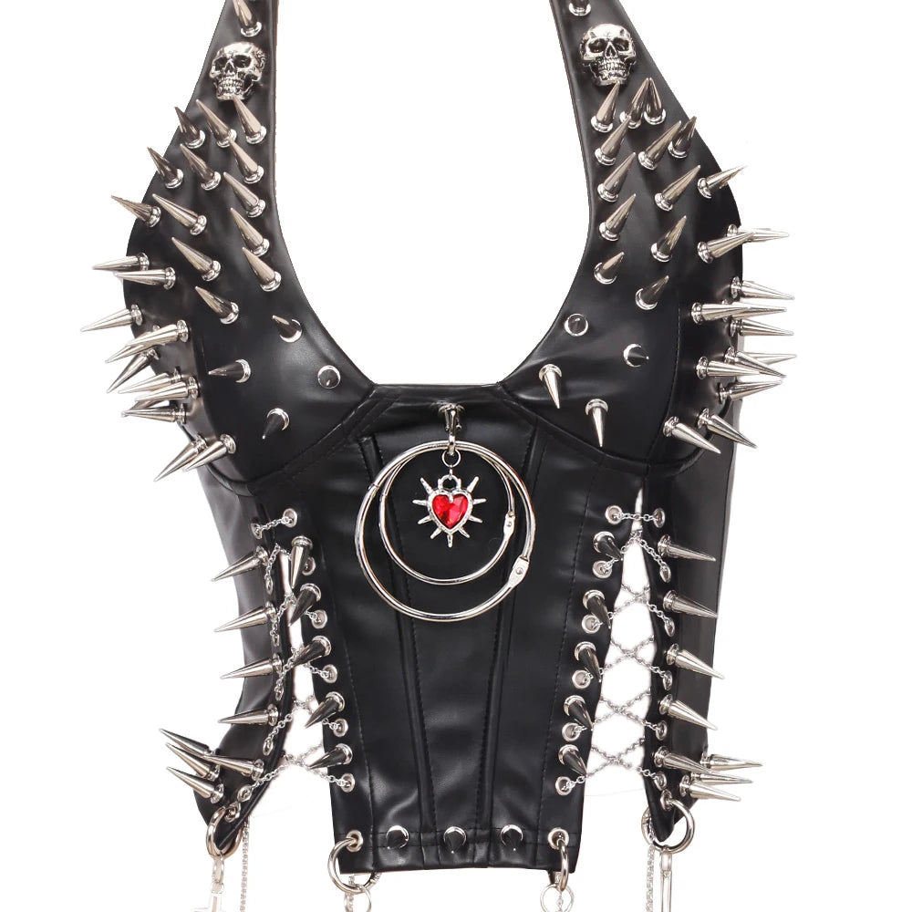 Y2K Gothic Spiked Tank Top - Punk Rock Emo Grunge Festival Style for Women