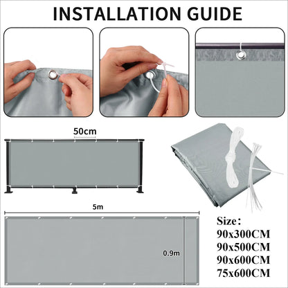 Balcony Privacy Shade Cloth Netting – Waterproof Fence Sunshade with 95% UV Protection for Garden, Deck, Porch & Pool Railing Coverage
