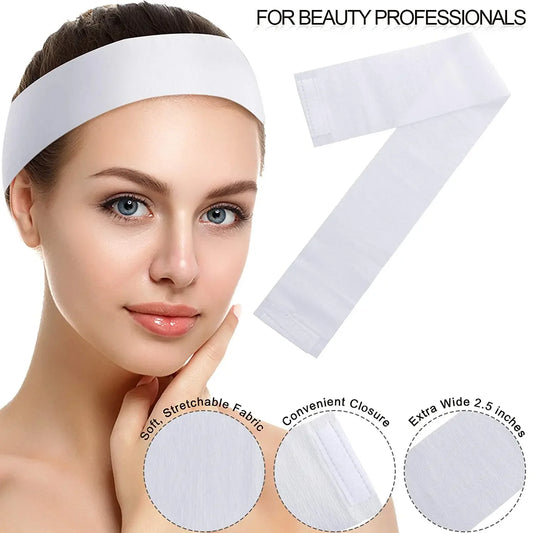 100pcs Disposable Spa Facial Headbands – Soft Non-Woven Stretch Hair Bands with Closure for Skincare & Beauty