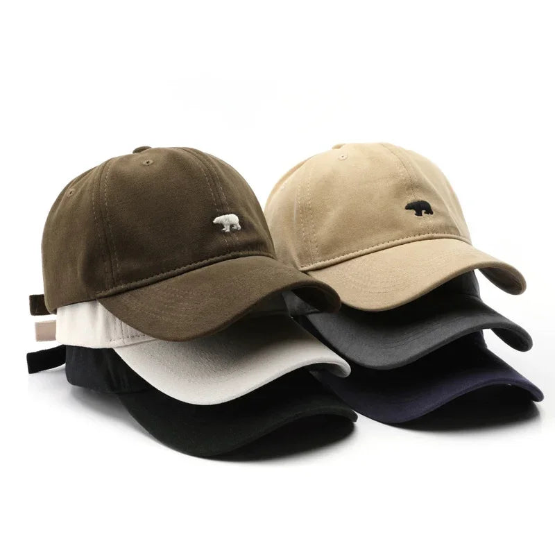 Spring Summer Polar Bear Embroidery Baseball Cap – Unisex Cotton Snapback Sun Hat