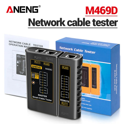Professional Network Cable Tester M469D — RJ45/RJ11/RJ12 CAT5 UTP LAN Analyzer for Networking & Repair Tools