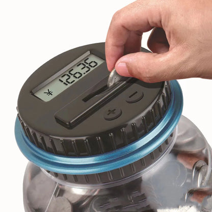 Electronic Piggy Bank with LCD Counter – Digital Coin Counting Money Jar for USD & Euro, Savings Gift Box