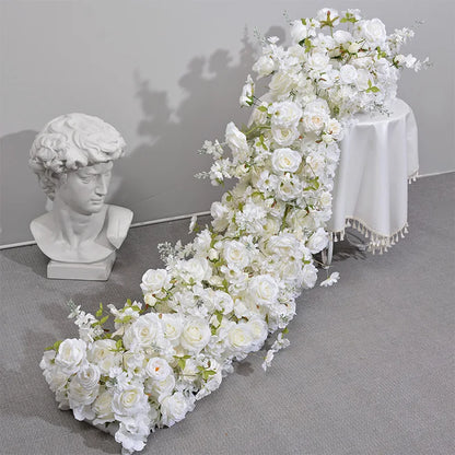 Pink Rose Artificial Flower Row – Large Floral Runner for Wedding Backdrop, Party Decor & Showcase Display Prop