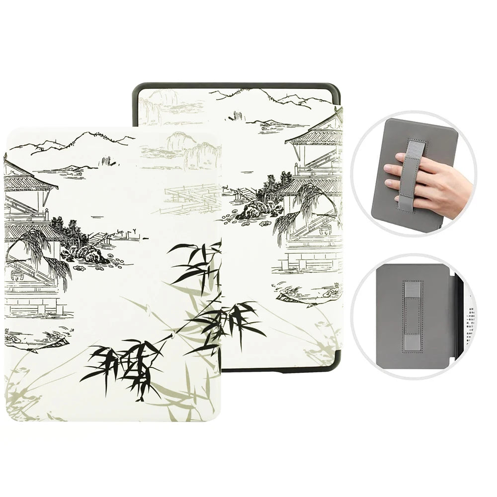SA568B Leather Case for Kindle Paperwhite 12th Gen 2024 Signature Edition – 7-Inch Cover with Hand Strap & Auto Sleep