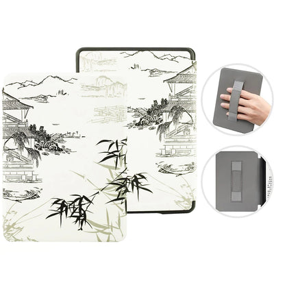 6" Kindle 11th Generation 2024 Case | PU Leather Ebook Cover with Hand Strap & Auto Wake Sleep