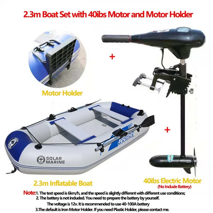 1.75~3.3m Inflatable Boat with Electric Motor – Fishing, Drift Canoeing & River Water Sports for 1-5 Persons