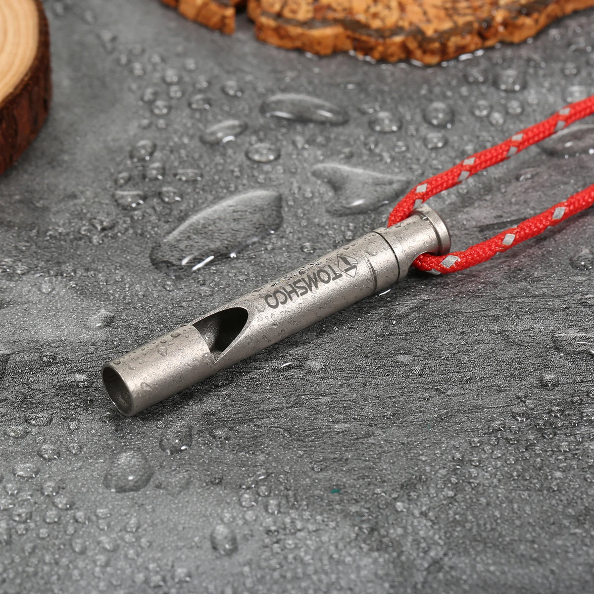 TOMSHOO Titanium Emergency Whistle - Lightweight Outdoor Survival Whistle with Cord for Camping, Hiking & Exploring