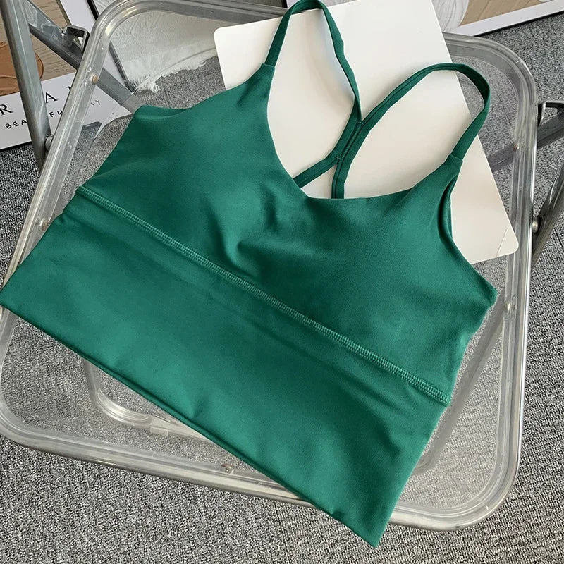 Women’s Sexy Crossback Yoga Crop Top — Breathable, Shockproof Fitness & Running Sports Vest