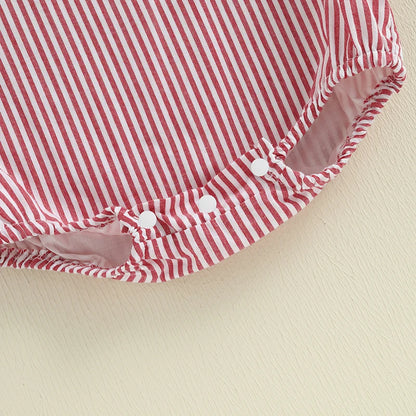 Infant Striped Sleeveless Romper - Baby Snap Closure Summer Jumpsuit