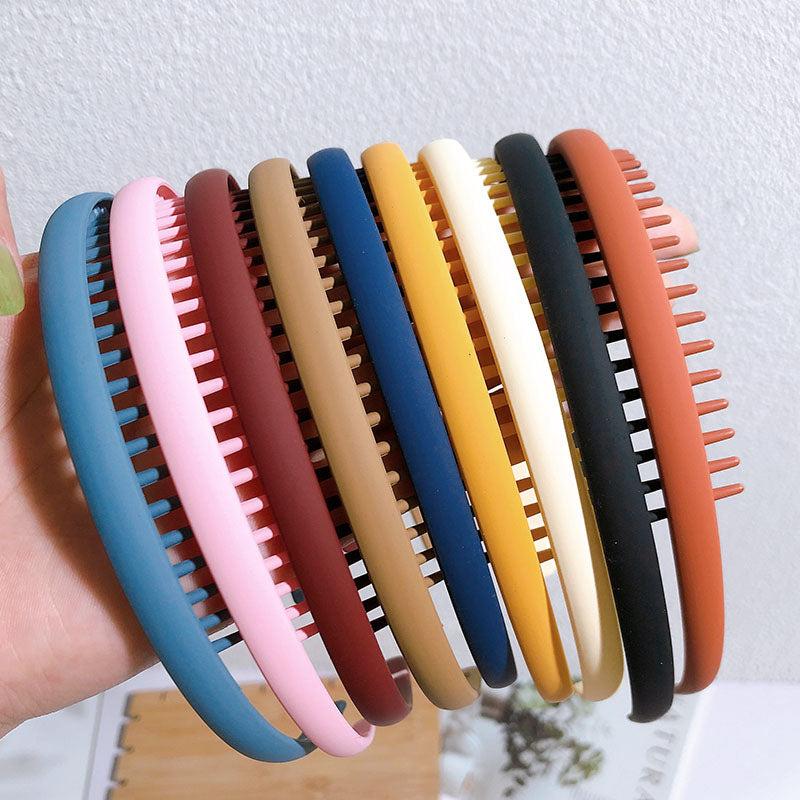 Fashion Solid Color Plastic Hairbands – Toothed Wave Combs, Non-slip Hair Bands for Women & Girls, Face Wash Headbands, Hair Accessories