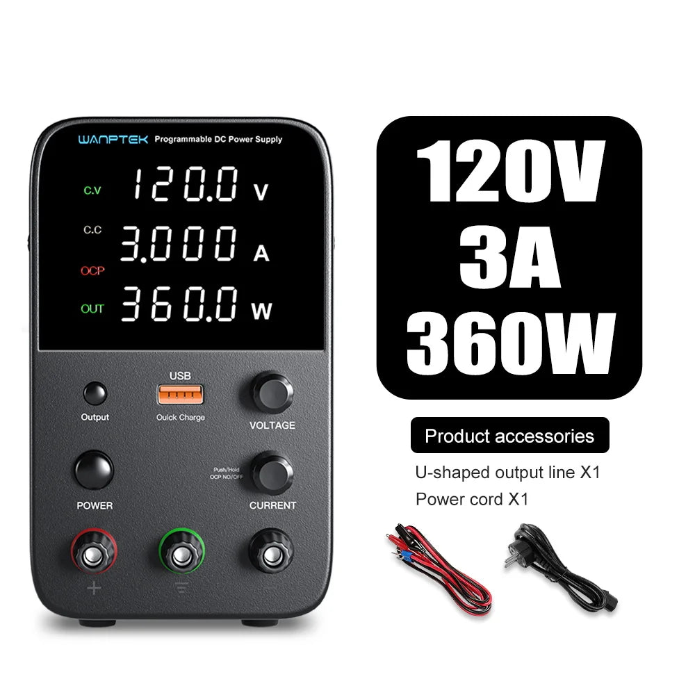 Wanptek DC Power Supply – Adjustable 30V 10A / 60V 5A Lab Bench Voltage Regulator, Variable 120V 3A Power Supply