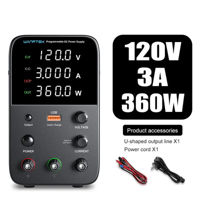 Wanptek Adjustable DC Bench Power Supply 30V 10A – Variable Lab Voltage Regulator 60V/5A & 120V/3A Precision Power Supply