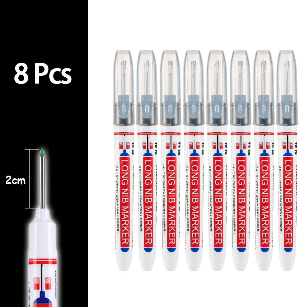 2cm Waterproof Deep Hole Marker Pen - Long Head Carpenter Markers for Metal Woodworking Tools 4-80pcs