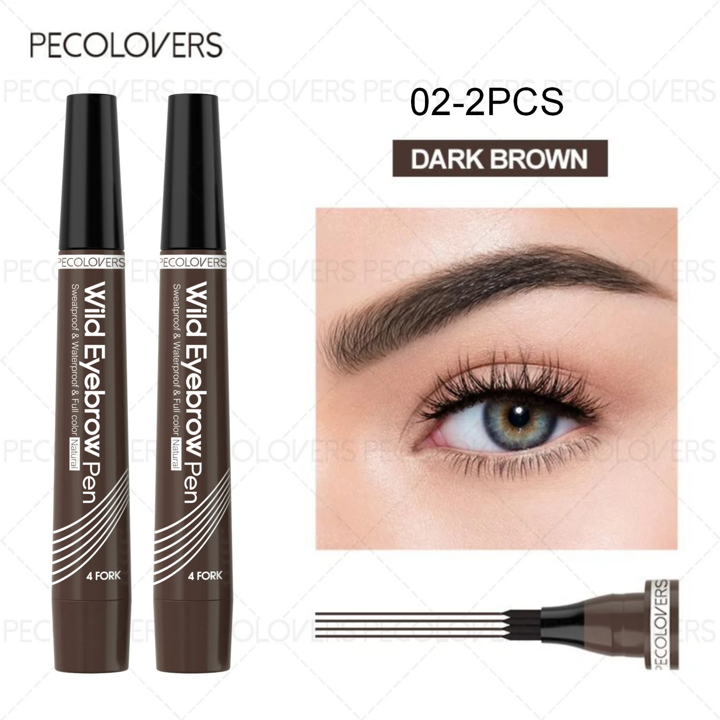 6-Color Waterproof Eyebrow Pen – 4-Split Tip Liquid Eyebrow Tattoo Pencil for Natural Long-Lasting Makeup & Definition