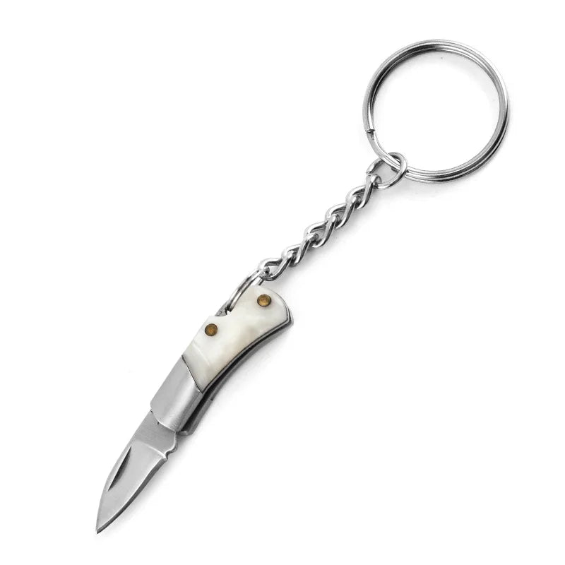 5cm Mini Folding Knife Keychain – Acrylic & Brass Portable Blade Pendant for Camping, Outdoor, and Everyday Carry