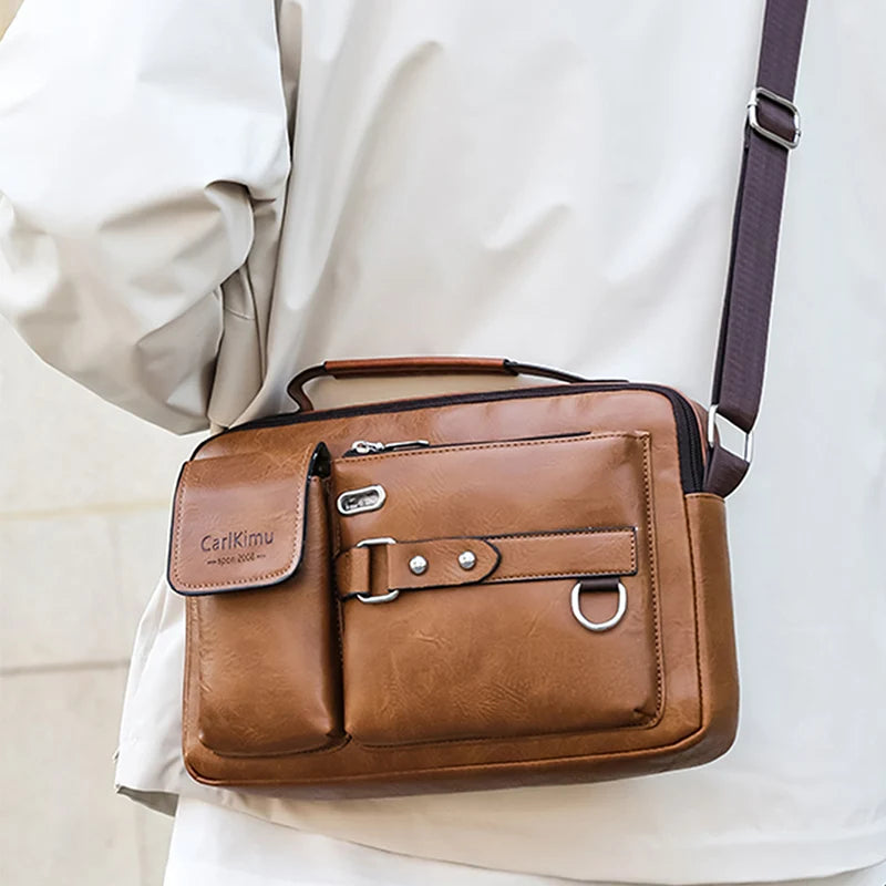 Men’s Retro Waterproof Messenger Bag – Large Capacity Laptop Briefcase for Office, Travel & School Use