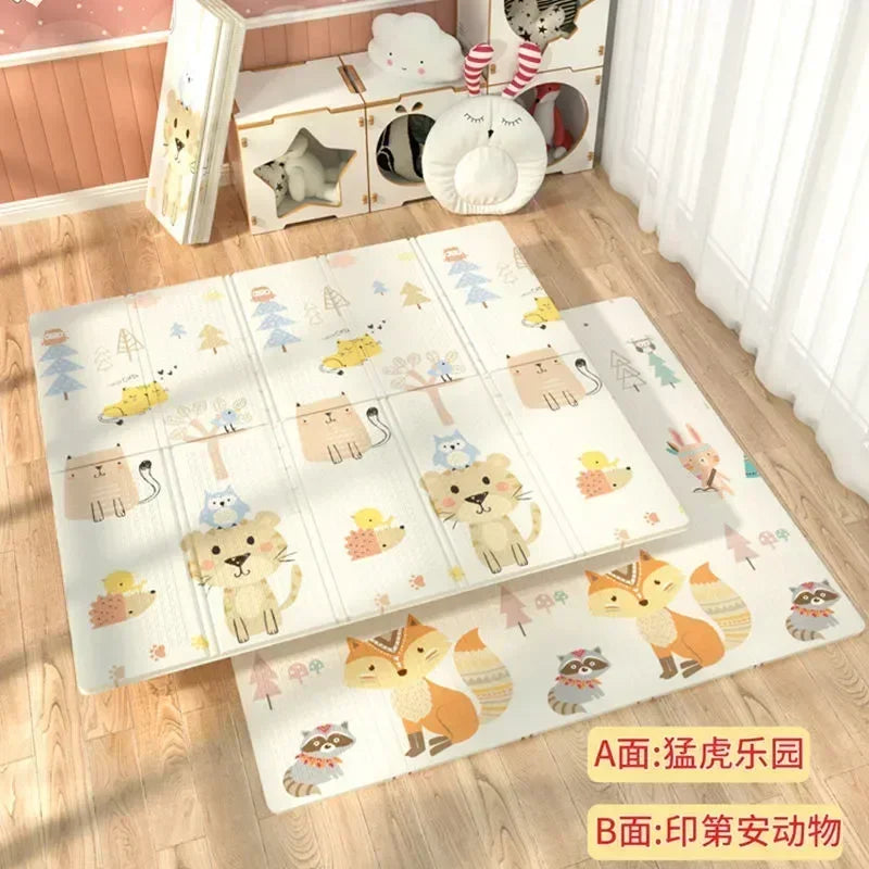 Foldable Children’s Play Mat – XPE Foam Baby Blanket, Soft Crawling Floor Pad, Activity Rug with Carry Bag