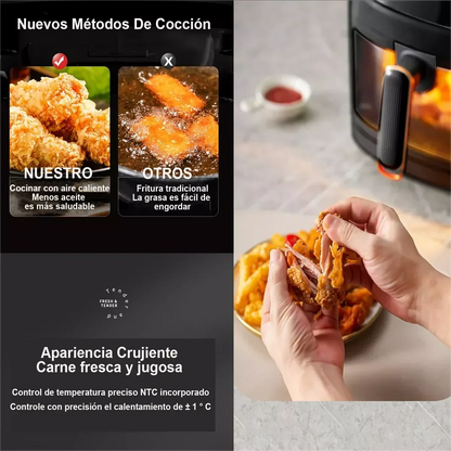 8L Smart Air Fryer with LCD Touchscreen – Large Capacity Nonstick Oil-Free Fryer for French Fries, Roast Chicken & Oven Cooking