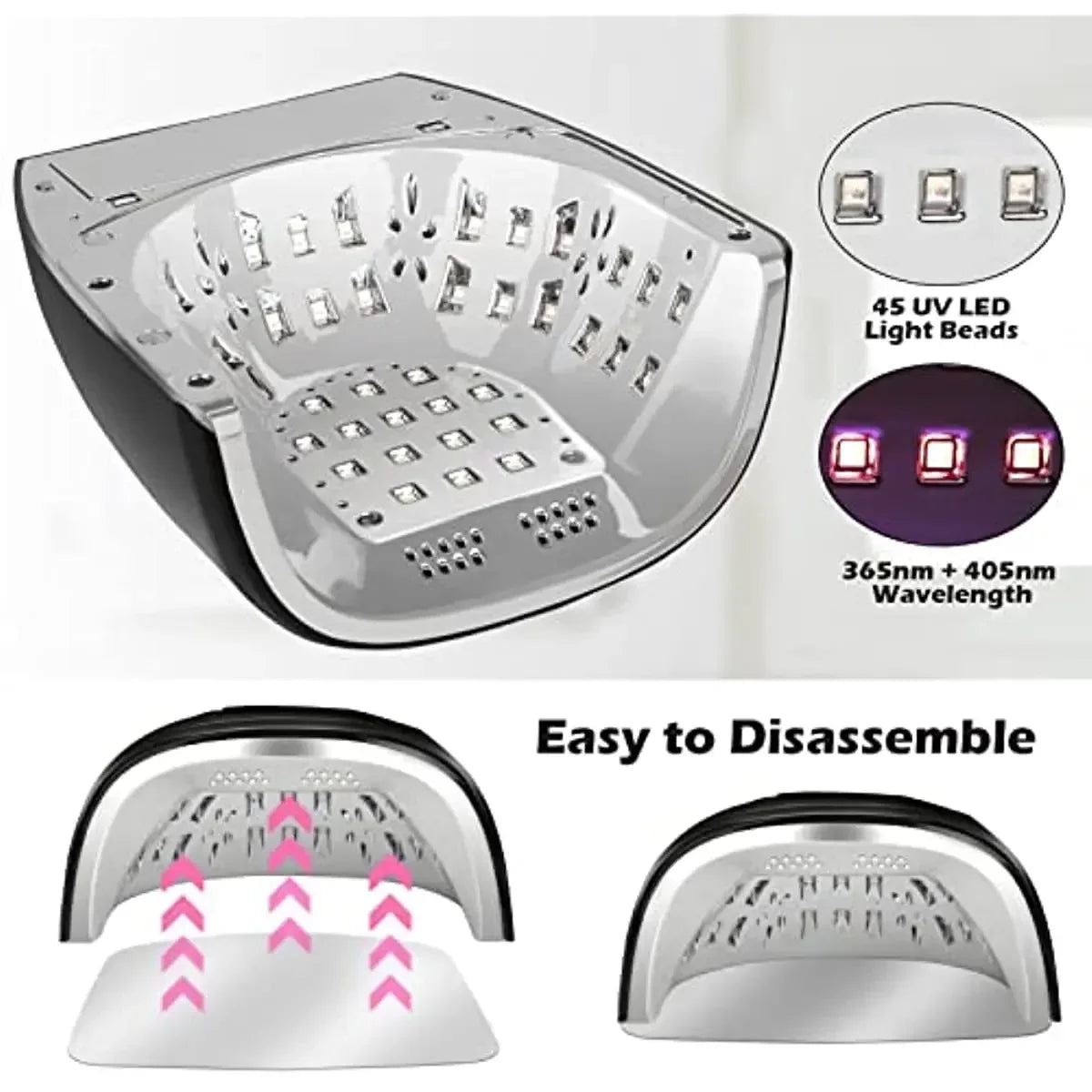 90W Rechargeable Nail Lamp – Cordless LED UV Light for Acrylic Nails, Wireless Manicure Machine with Mirror Bottom