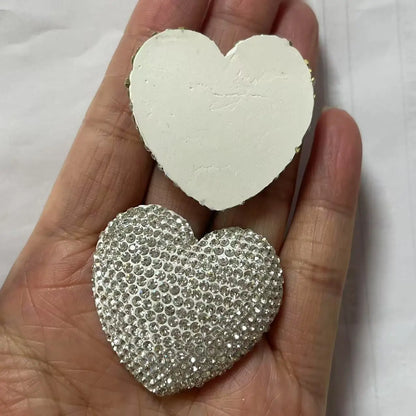 2Pcs Metal Full Diamond Bow Heart Mirror Handbag & Parfum Bottle Phone Case Decoration – Flat Back DIY Craft Accessories