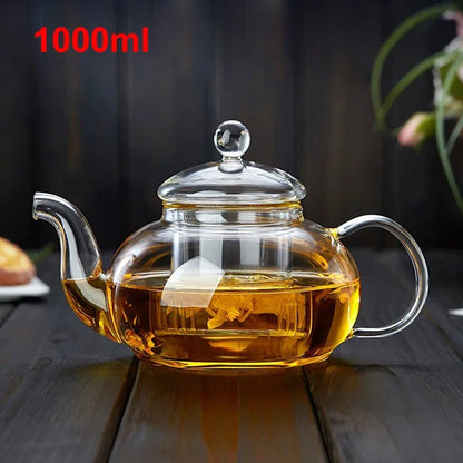 400ml/1000ml Heat-Resistant Glass Teapot – Kung Fu Teaware Set with Tea Strainer for Puer, Oolong, Barley
