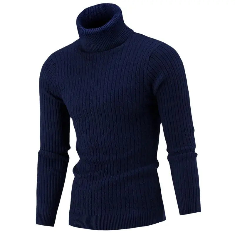 Autumn Winter Men's Turtleneck Sweater - Slim Fit Knitted Rollneck Pullover, Warm and Casual Jumper for Men