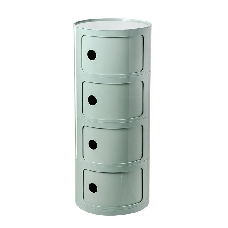Nordic Minimalist White Bedside Table – Modern Round Plastic Side Cabinet, Small Creative Storage Unit