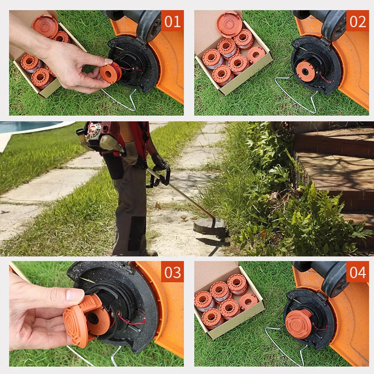 WORX WA0010 Replacement Spool Line - 10ft Trimmer Line with Cap Cover for WG151, WG160, WG165 & WG180 Models