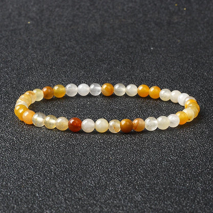 4mm Natural Stone Bead Stretch Bracelet for Men & Women – Agate Lava Handmade Reiki Crystal Jewelry