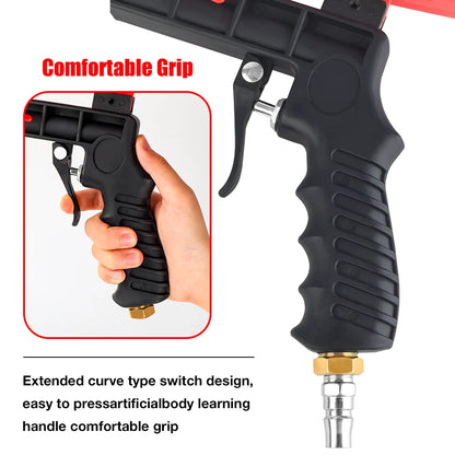 90PSI Portable Sandblasting Gun - Adjustable Cordless Handheld Gravity Air Tool for Home Cleaning & Surface Polishing