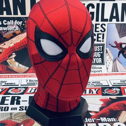 Remote Control Spiderman Mask: Movable Eyes, Peter Parker Halloween Cosplay Costume - Spandex Fabric Material