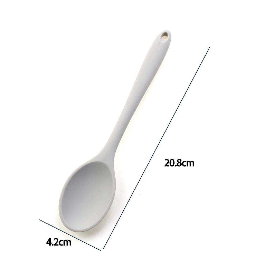 Soft Silicone Cooking Spoon - Long Handle Stirring Ladle for Kitchen Use - Essential Cooking Utensil