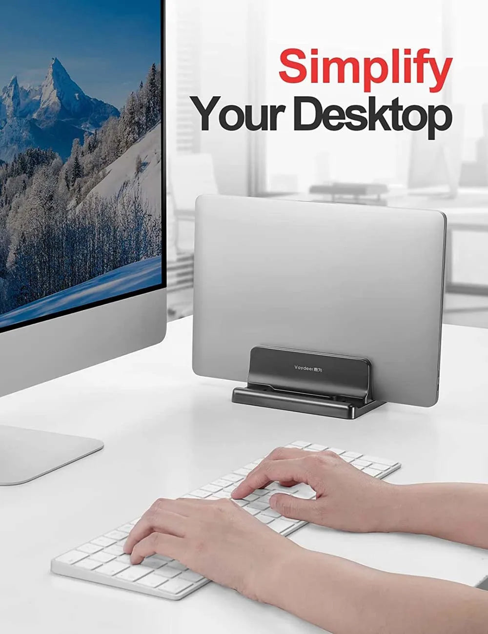 Adjustable Vertical Laptop Stand | Dual-Slot ABS Plastic Design | Space-Saving for MacBook, Chromebook, Surface, iPad
