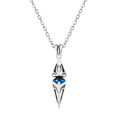 Stylish Blue Stone Necklace – Geometric Stainless Steel Pendant for Men & Women, Perfect Valentine's & Birthday Gift