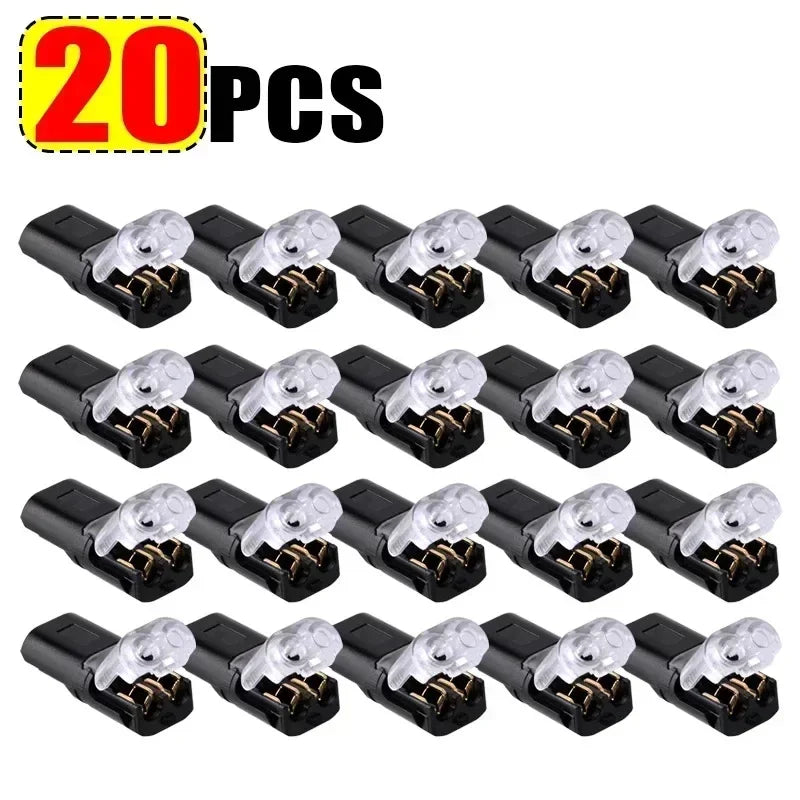 50/1PCS 2-Pin Plug-In Wire Connectors - Double-Wire Locking Buckle LED Cable Terminal Blocks